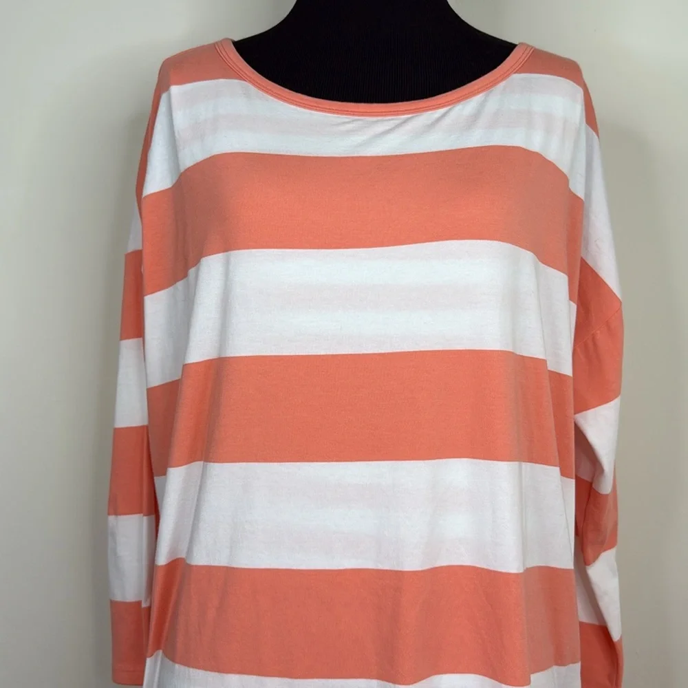 GARNET HILl Striped Coral and White Women's Dress M - Picture 4 of 9